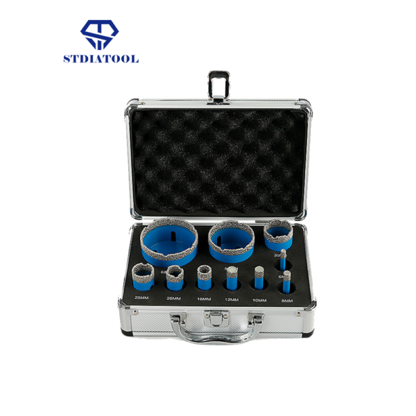 Vacuum Brazed Diamond Drill Bits -10 pcs sets with aluminum boxes
