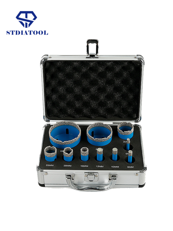 Vacuum Brazed Diamond Drill Bits -10 pcs sets with aluminum boxes